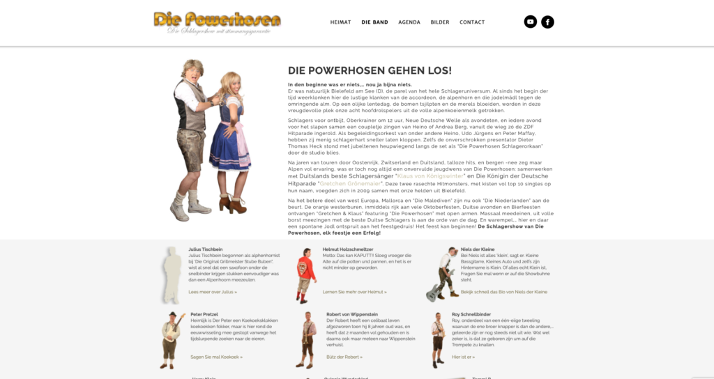 Website Die powerhosen - website ontwikkeling